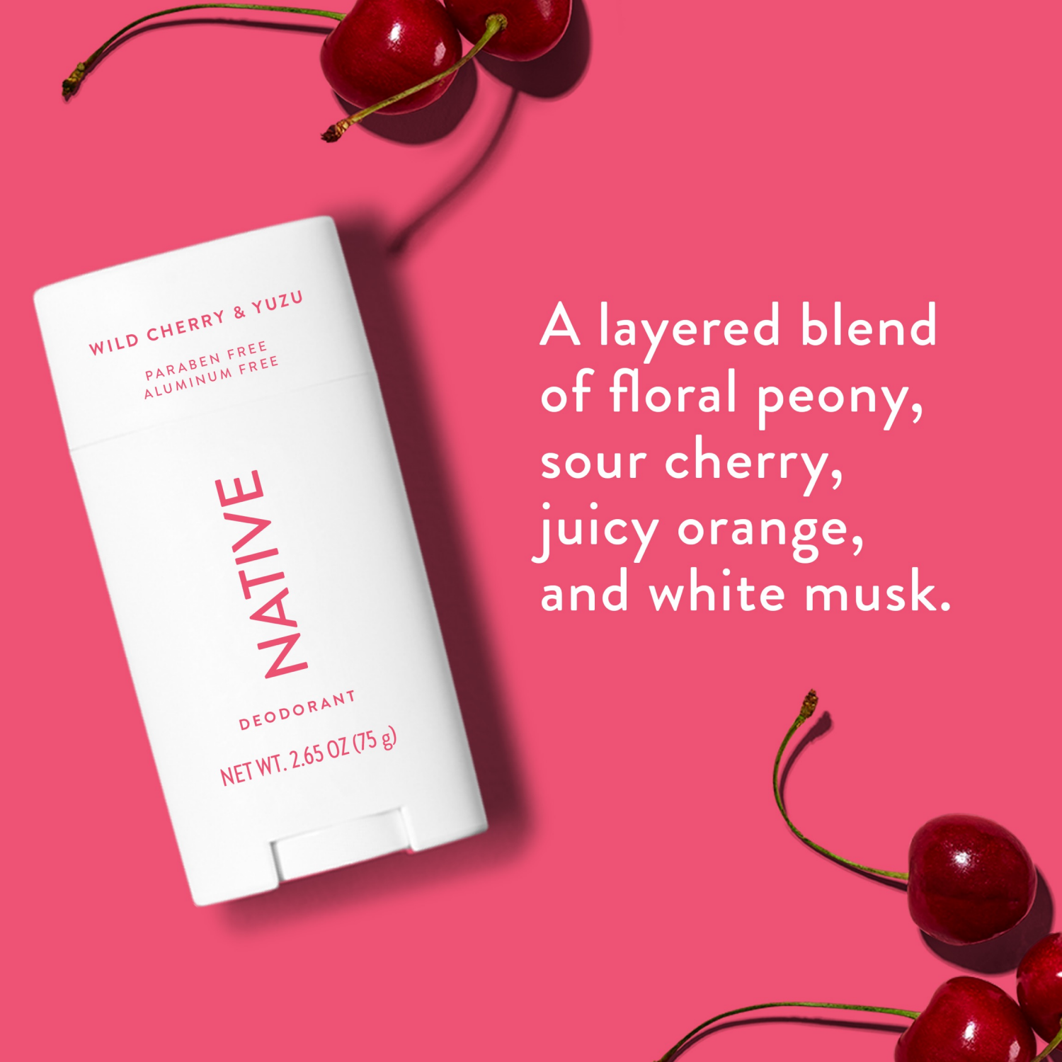 slide 2 of 8, NATIVE Wild Cherry & Yuzu Deodorant, 2.65 oz, 2.65 oz
