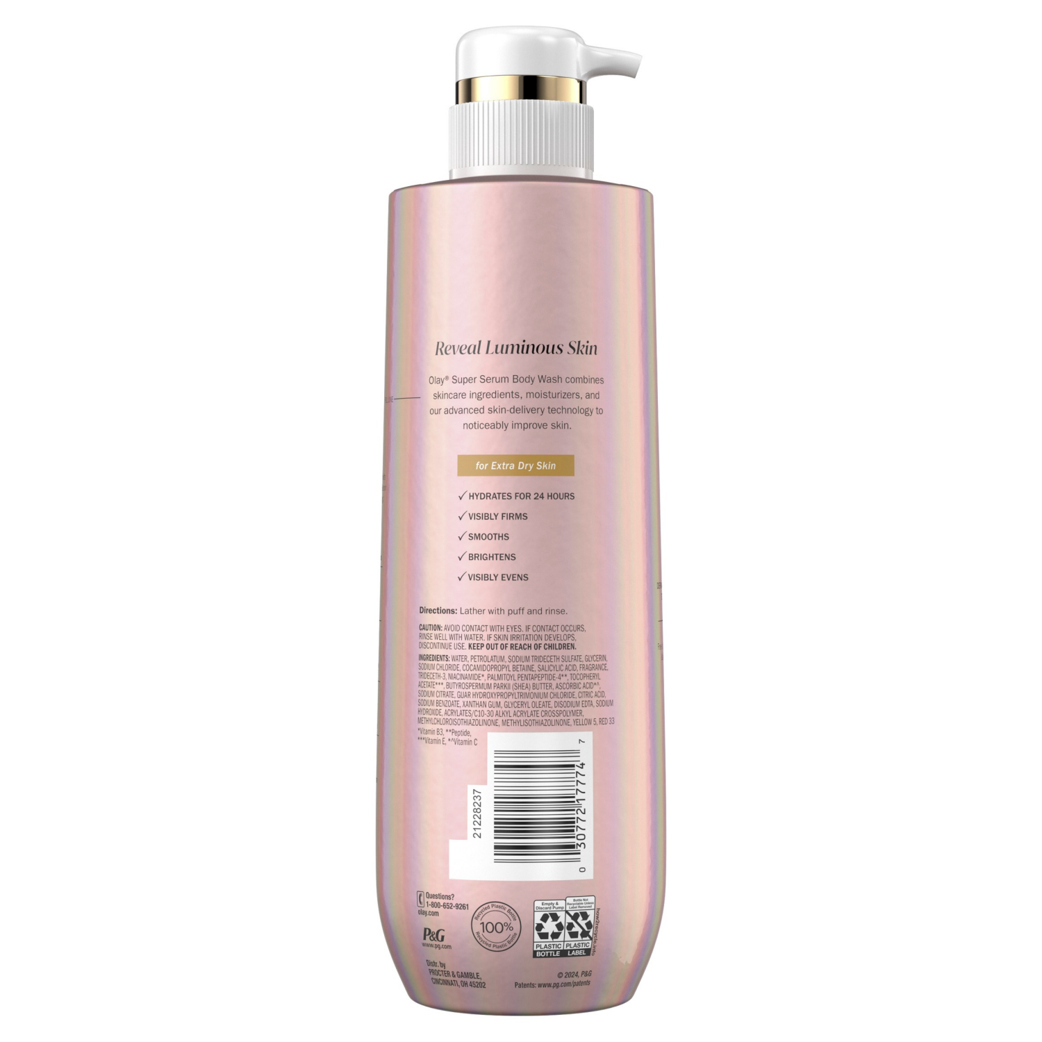 slide 3 of 7, Olay Super Serum Body Wash for Extra Dry Skin, 18.5 fl oz, Serum Complex for Luminous Skin, 18.50 fl oz