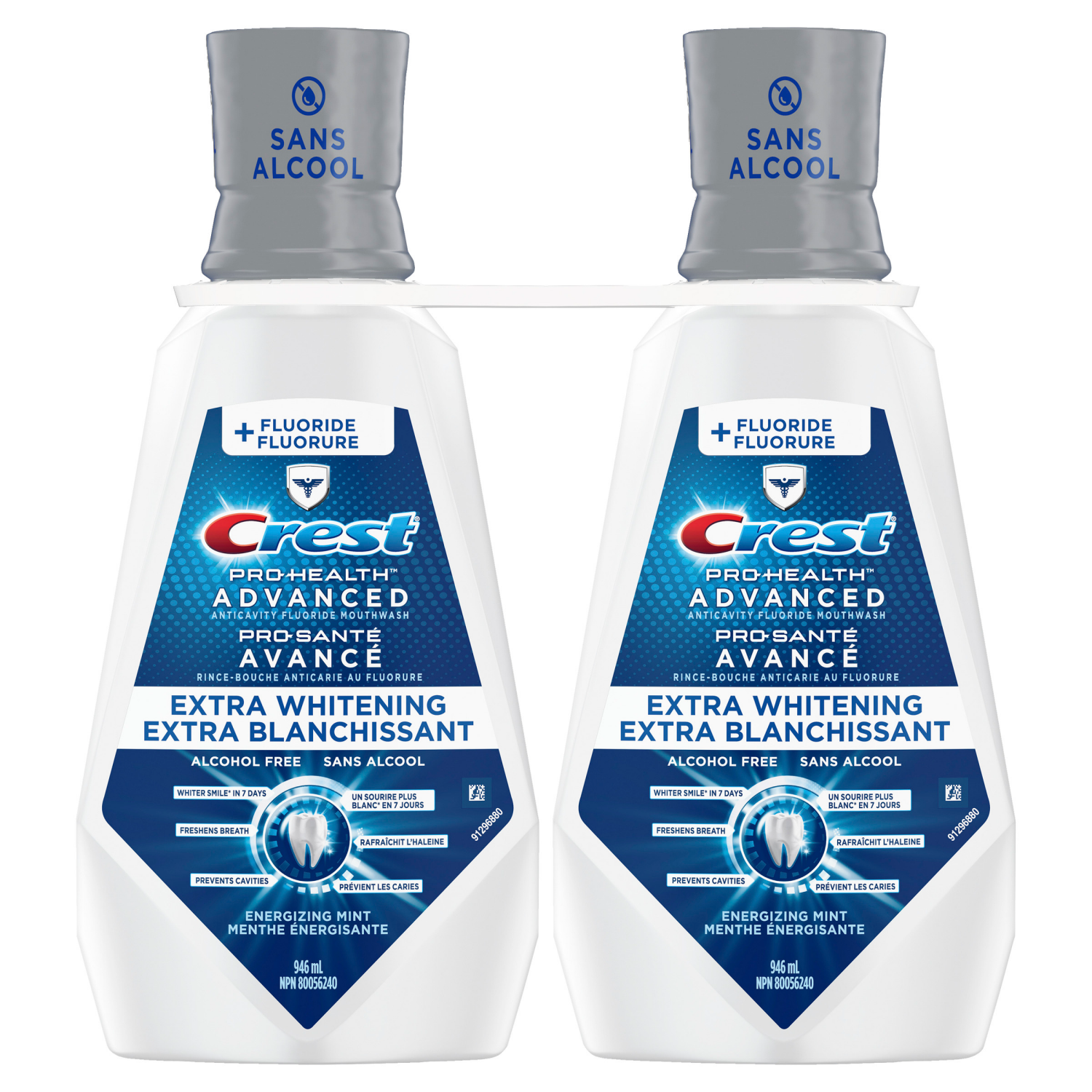 slide 1 of 5, Crest Pro-Health Advanced Mouthwash, Alcohol Free, Extra Whitening, Energizing Mint Flavor, 2x946mL (32 fl oz), 2 ct