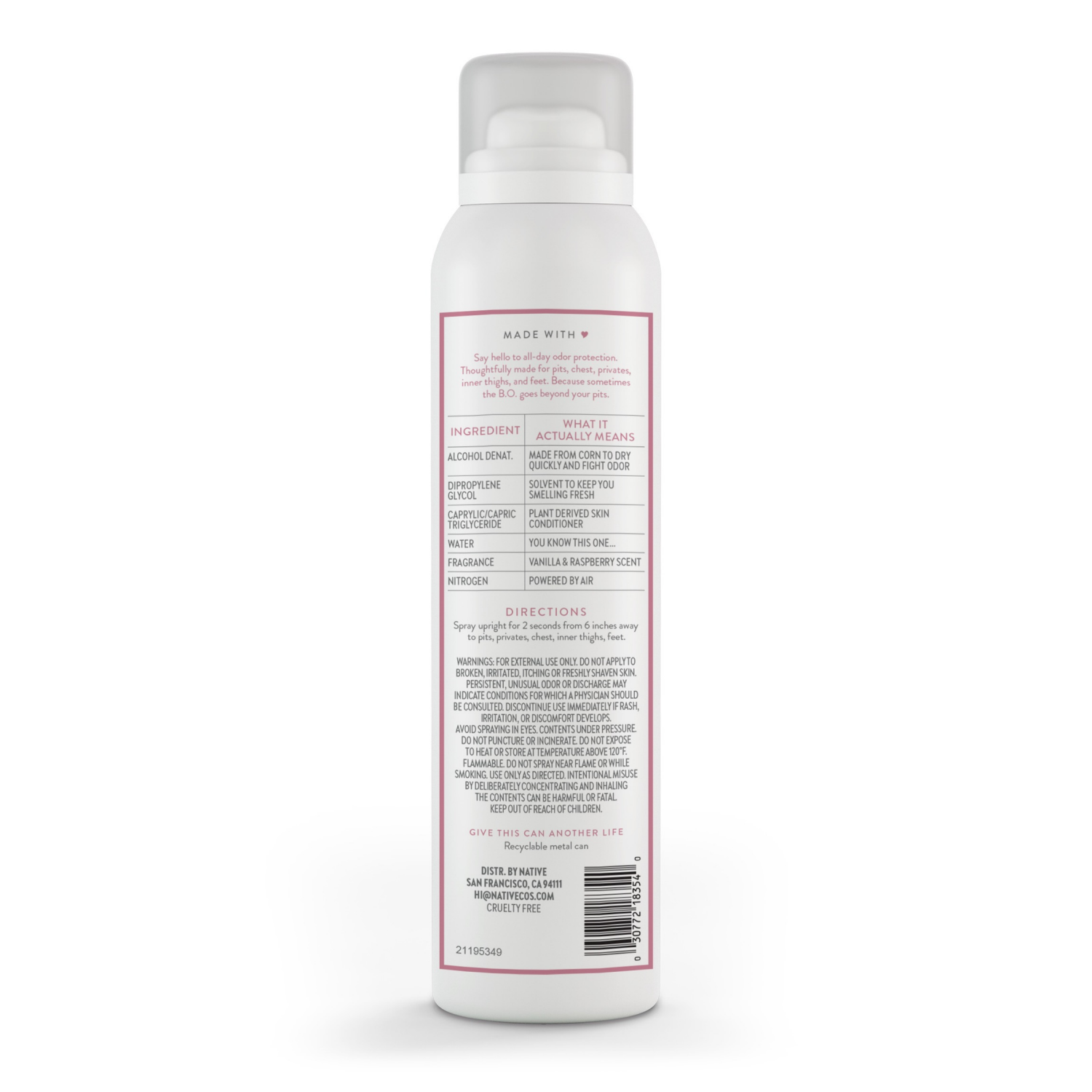 slide 3 of 8, Native Vanilla & Raspberry Whole Body Deodorant Spray 3.5oz, 3.5 oz