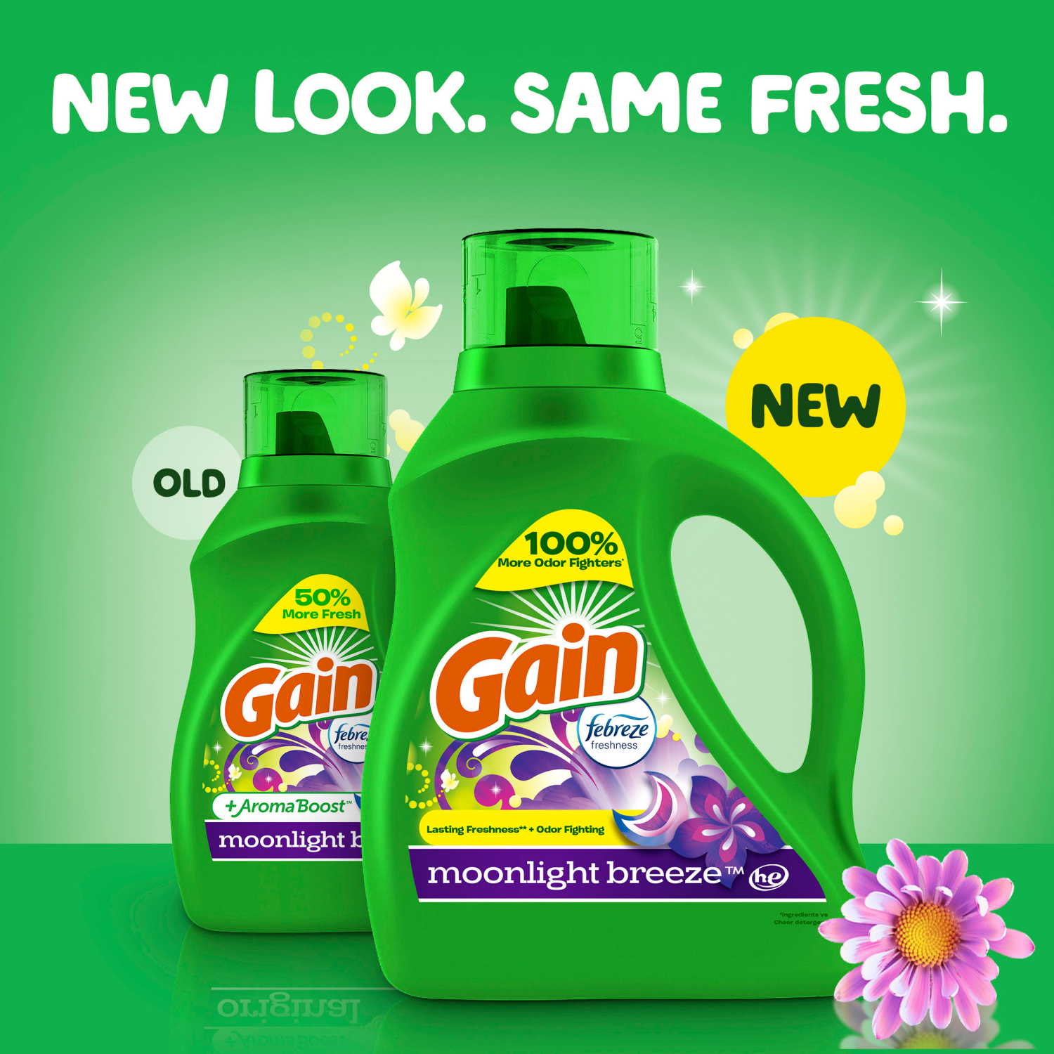 slide 6 of 8, Gain Liquid Laundry Detergent, Moonlight Breeze Scent, 194 fl oz, 134 loads, Freshness + Odor Fighting, Laundry Detergent Liquid Soap, HE compatible, 1.51 gal