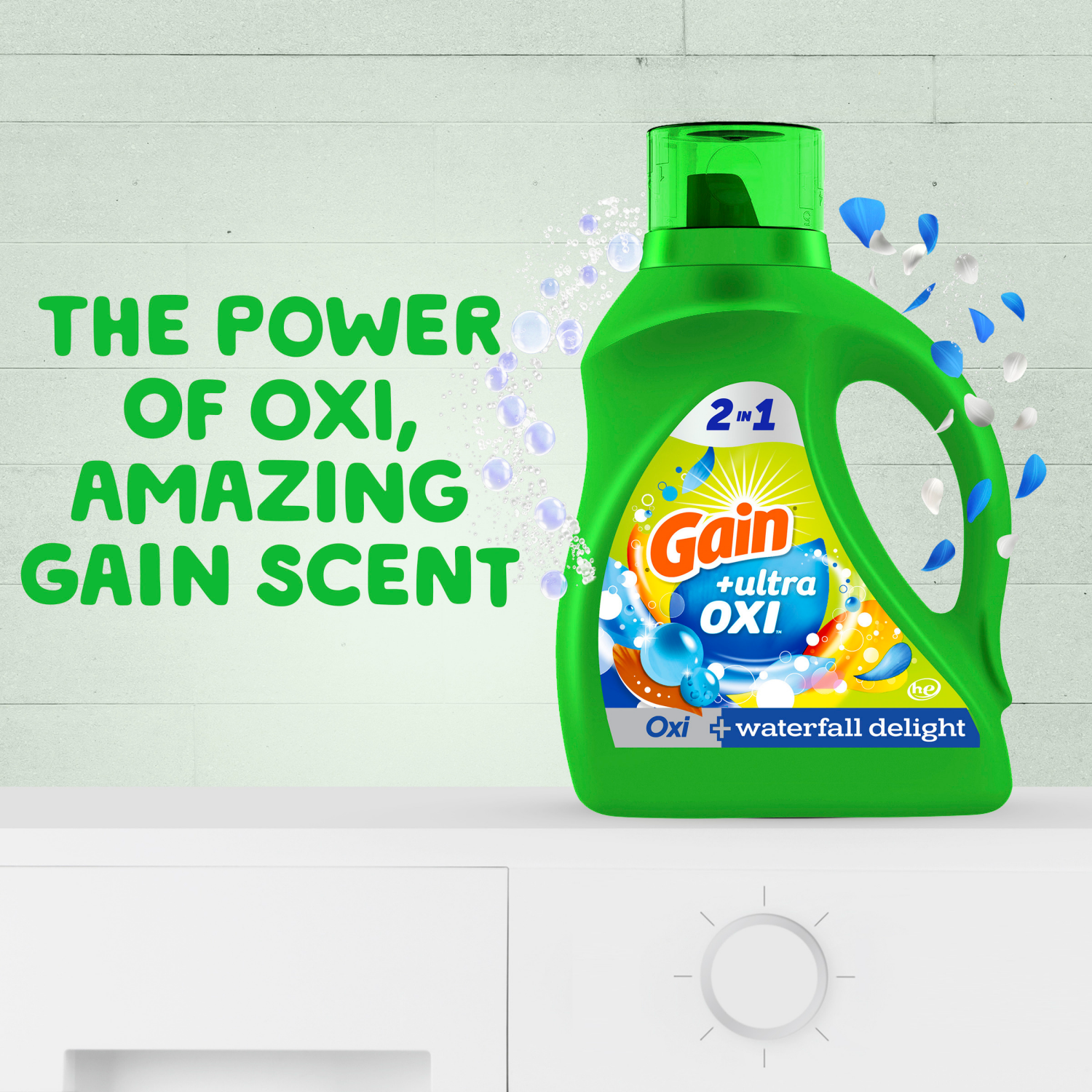 slide 2 of 5, Gain Ultra Oxi Liquid Laundry Detergent, Waterfall Delight Scent, 194 fl oz, 134 loads, Laundry Detergent Liquid Soap, HE compatible, 194 fl oz