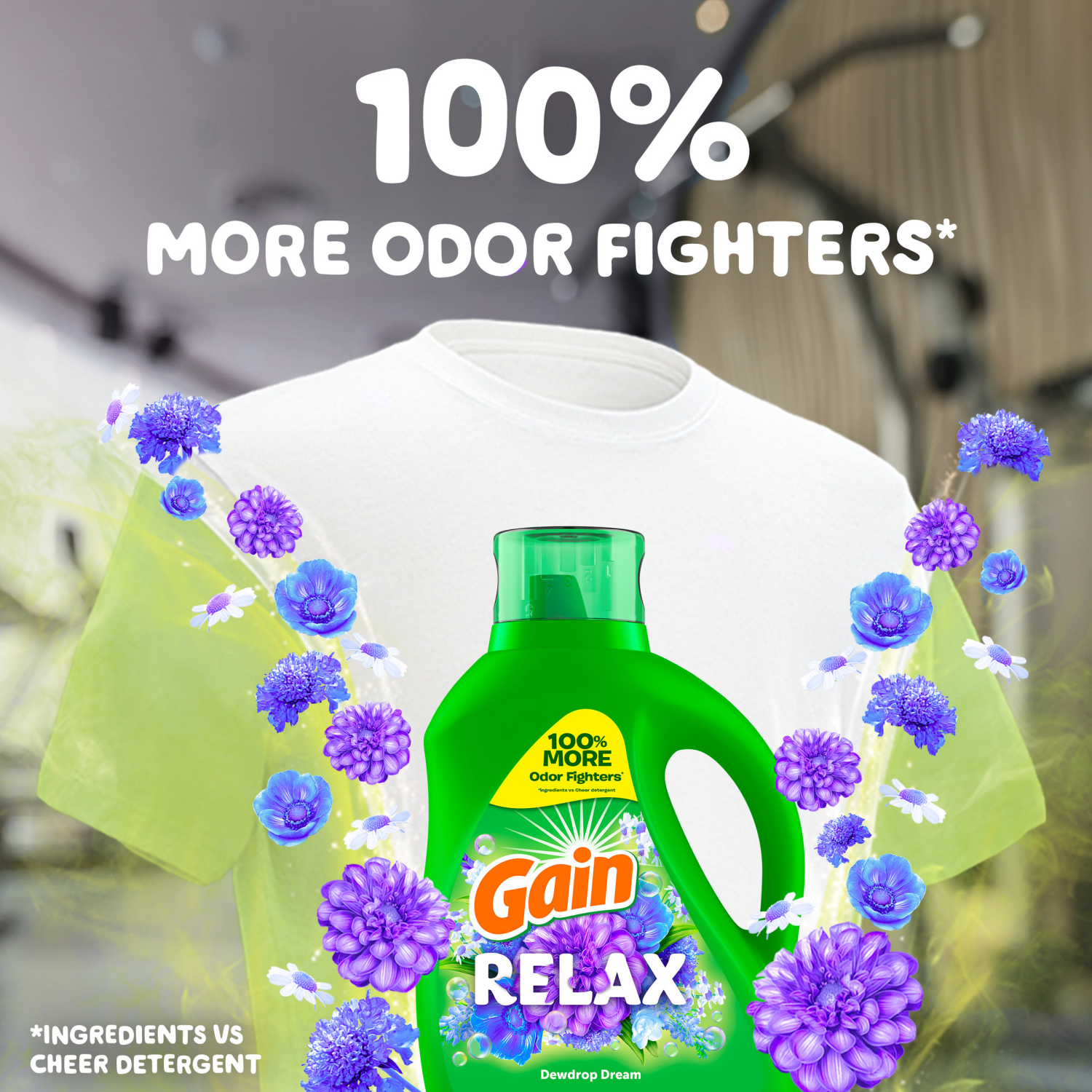 slide 6 of 8, Gain Liquid Laundry Detergent, Relax, Dewdrop Dream, 144 fl oz, 100 loads, Laundry Detergent Liquid Soap, HE compatible, 144 fl oz