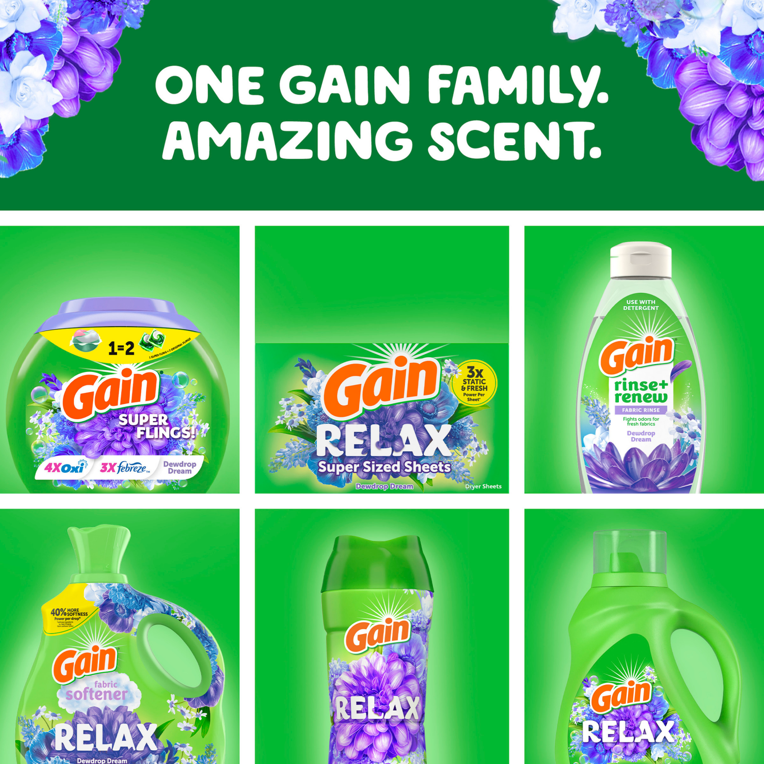 slide 7 of 8, Gain Liquid Laundry Detergent, Relax, Dewdrop Dream, 144 fl oz, 100 loads, Laundry Detergent Liquid Soap, HE compatible, 144 fl oz