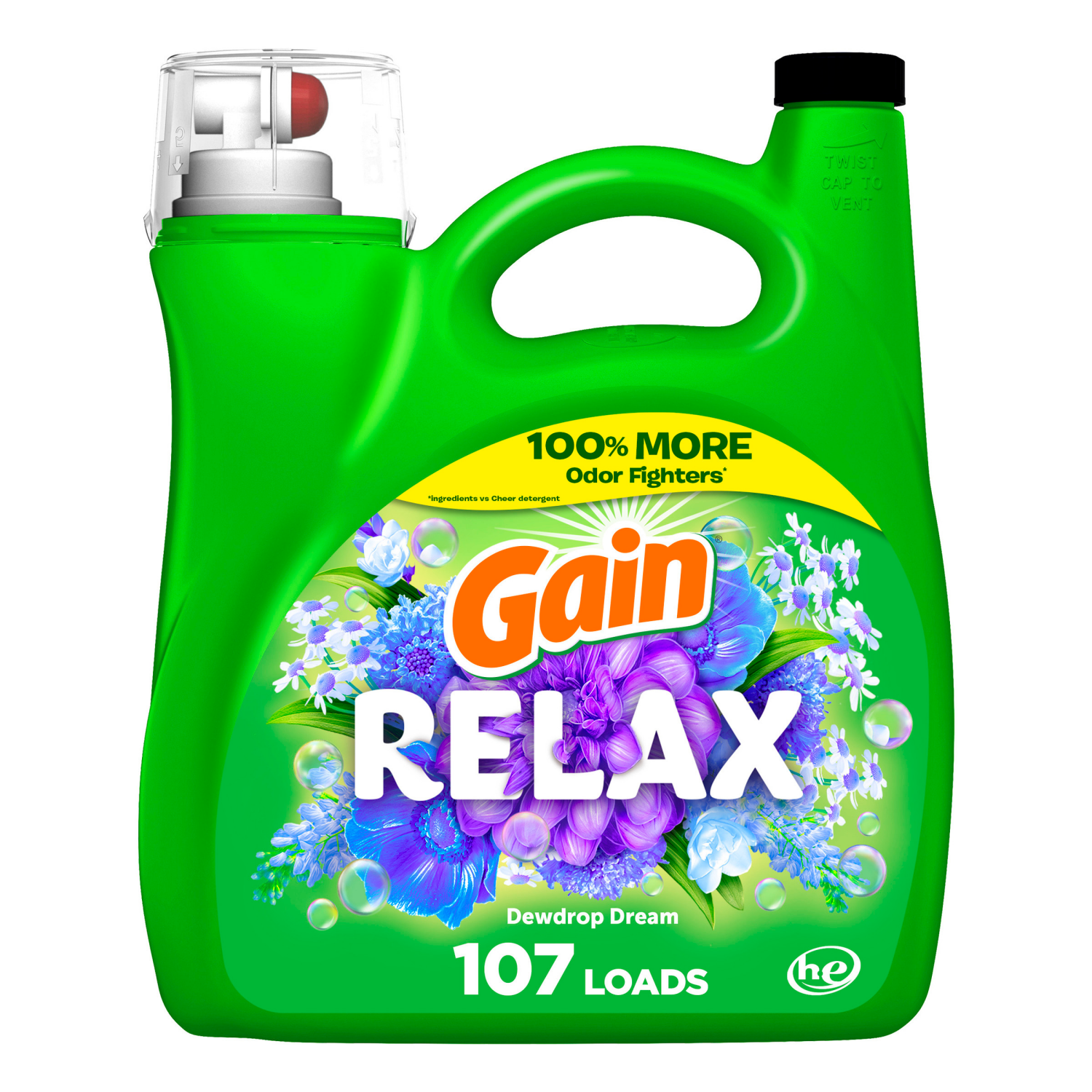 slide 1 of 8, Gain Liquid Laundry Detergent, Relax, Dewdrop Dream, 144 fl oz, 100 loads, Laundry Detergent Liquid Soap, HE compatible, 144 fl oz