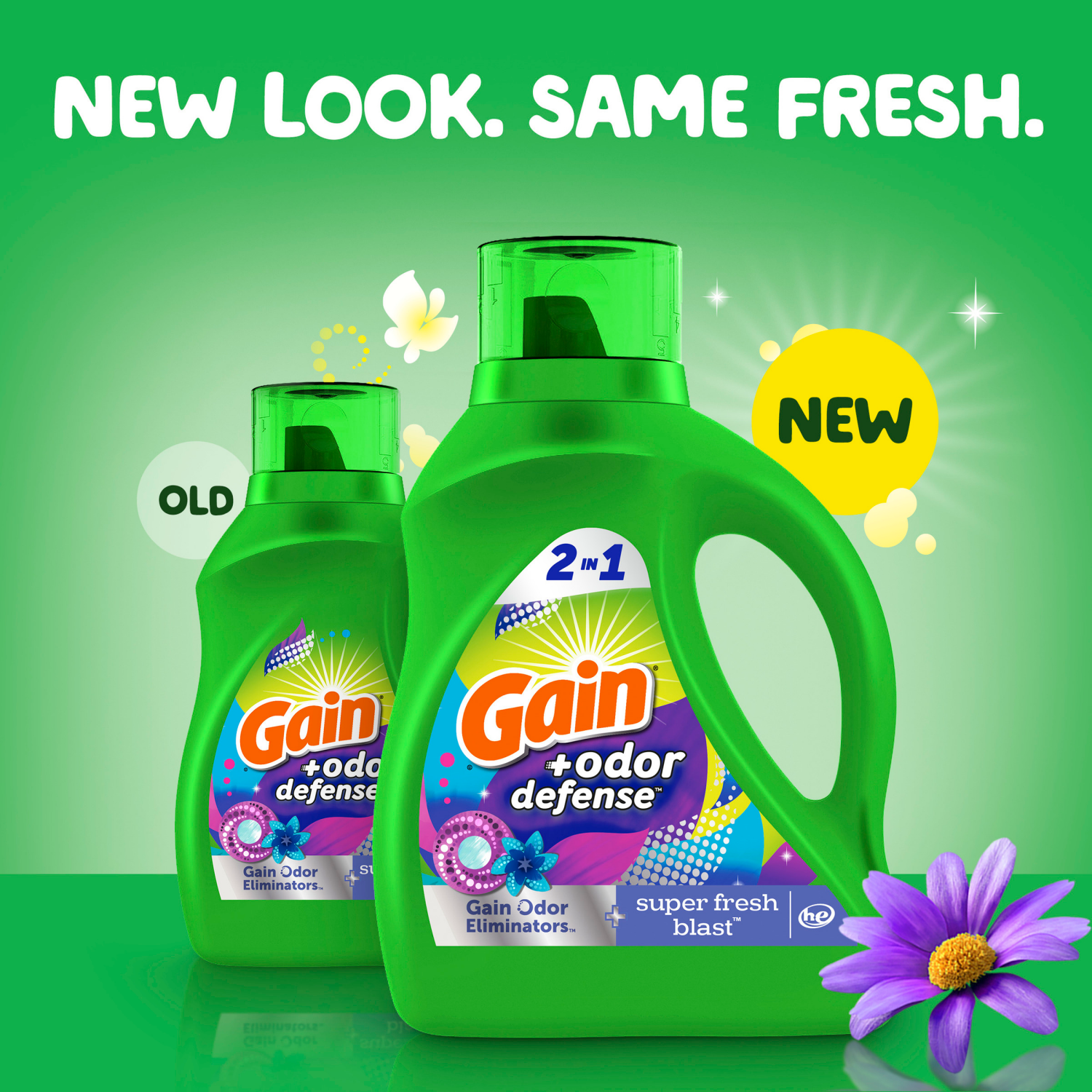 slide 4 of 5, Gain Odor Defense Liquid Laundry Detergent, Super Fresh Blast Scent, 194 fl oz, 134 loads, 2 in 1, Laundry Detergent Liquid Soap, HE compatible, 1.51 gal