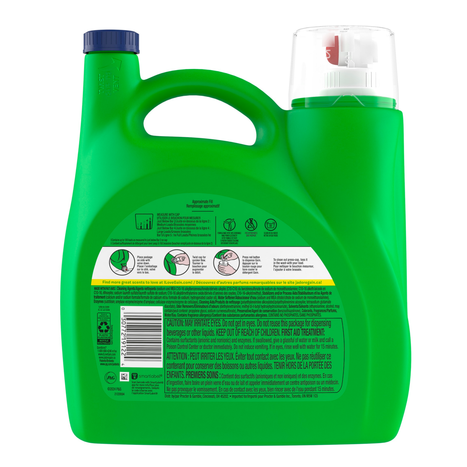 slide 3 of 8, Gain Liquid Laundry Detergent, Moonlight Breeze Scent, 144 fl oz, 100 loads, Freshness + Odor Fighting, Laundry Detergent Liquid Soap, HE compatible, 144 fl oz