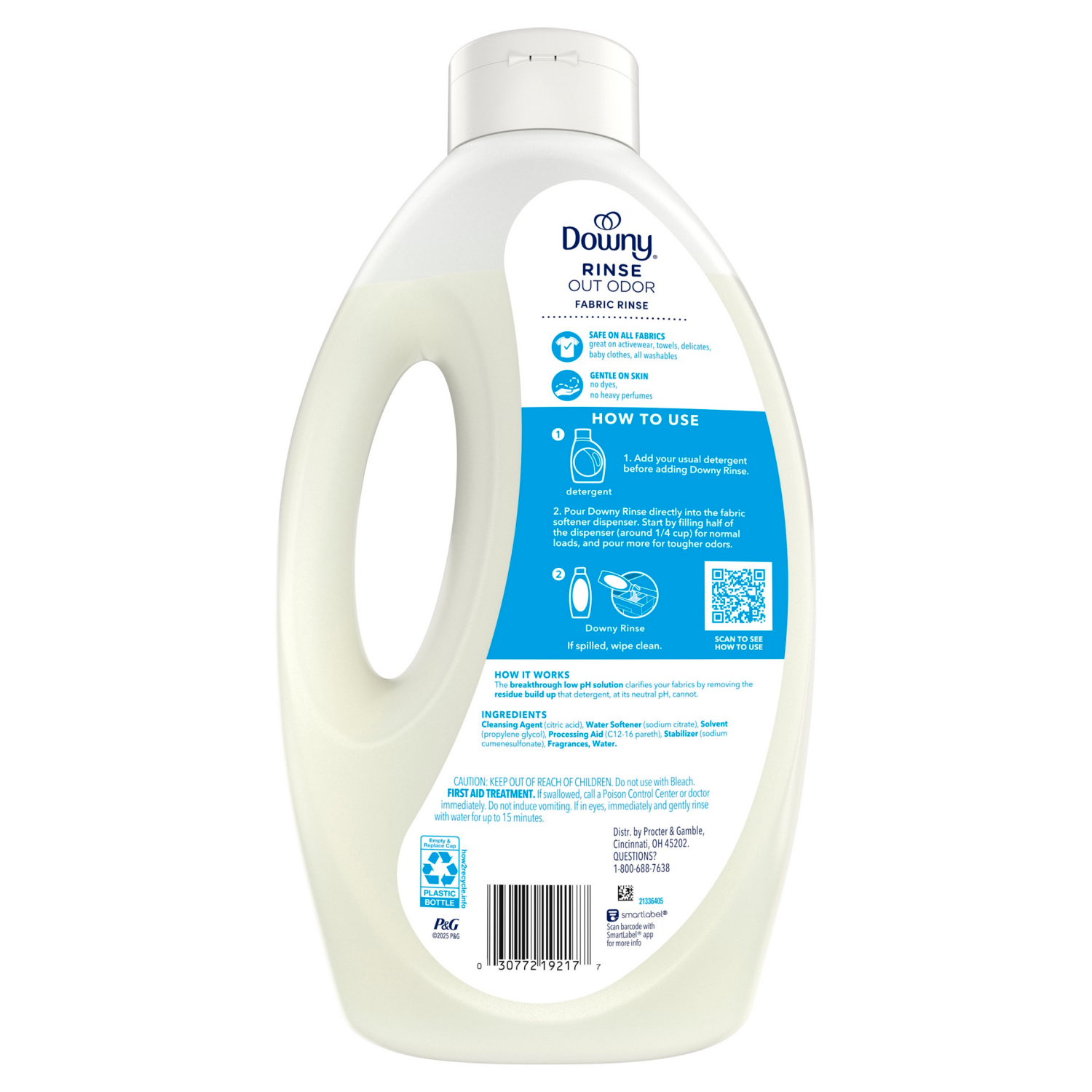 slide 3 of 8, Downy Rinse Laundry Odor Remover, Ocean Mist Scent, 62 FL OZ, Fabric Softener and Laundry Odor Removal Rinse, 62 fl oz