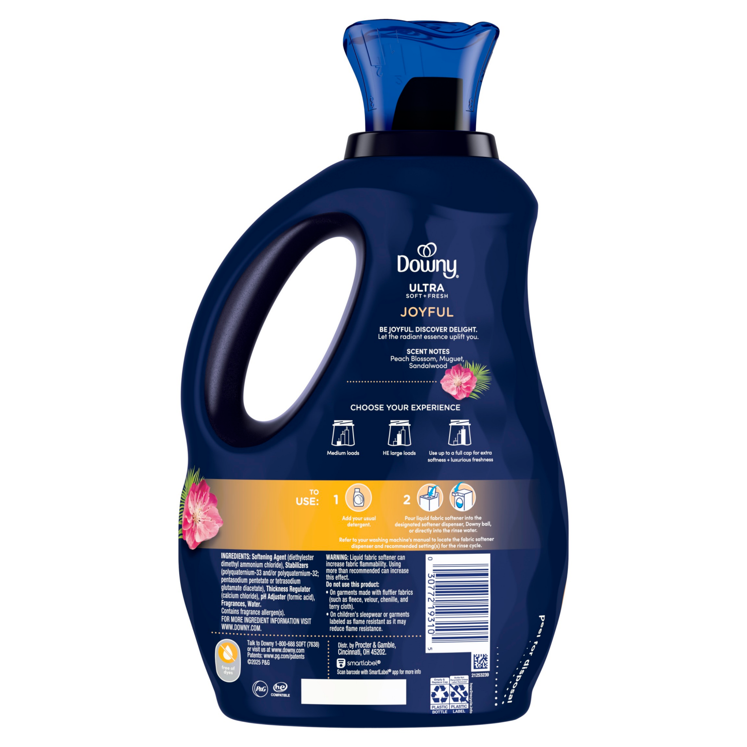 slide 3 of 8, Downy Ultra Soft Plus Fresh Fabric Softener Liquid, Joyful, Island Hibiscus & Mango, 56 fl oz, 83 Loads, Downy Fabric Softener, Laundry Softener, 1.75 qt