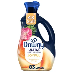 Downy Ultra Soft Plus Fresh Fabric Softener Liquid, Joyful, Island Hibiscus & Mango, 56 fl oz, 83 Loads, Downy Fabric Softener, Laundry Softener