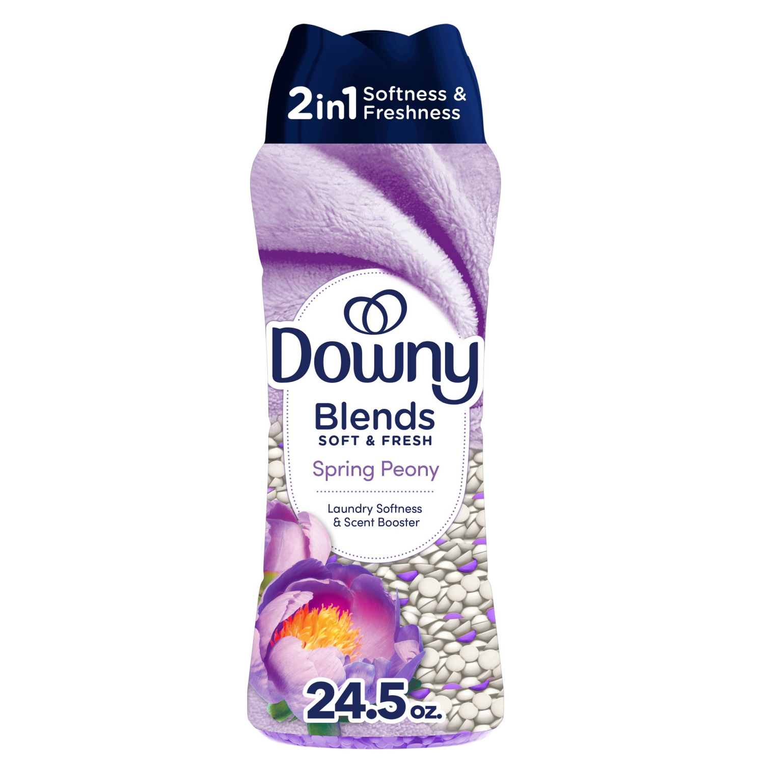 slide 1 of 8, Downy Blends 2-in-1 Soft & Fresh Laundry Scent Booster Beads, Spring Peony Scent, 24.5 OZ, Laundry Softness and Scent Booster, 24.5 oz