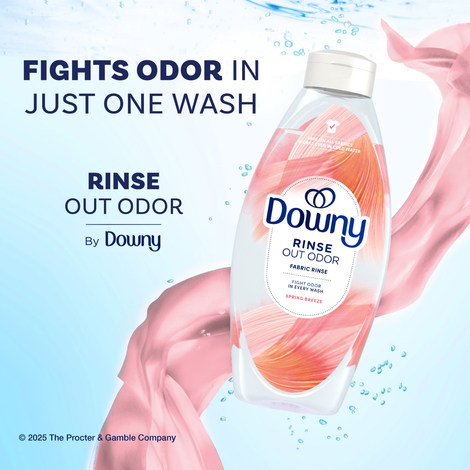 slide 4 of 8, Downy Rinse Laundry Odor Remover, Spring Breeze Scent, 48 FL OZ, Fabric Softener and Laundry Odor Removal Rinse, 48 fl oz