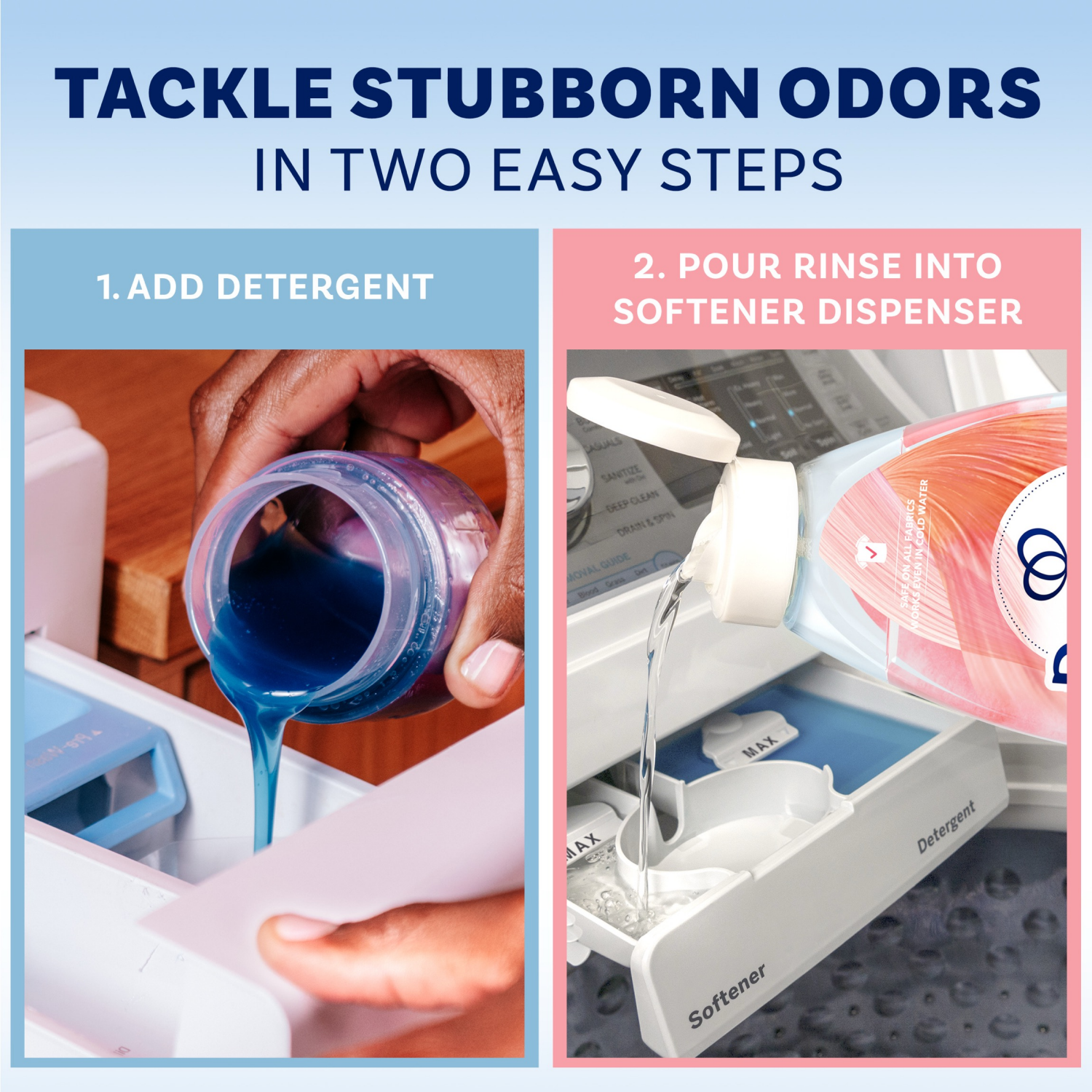 slide 5 of 8, Downy Rinse Laundry Odor Remover, Spring Breeze Scent, 48 FL OZ, Fabric Softener and Laundry Odor Removal Rinse, 48 fl oz