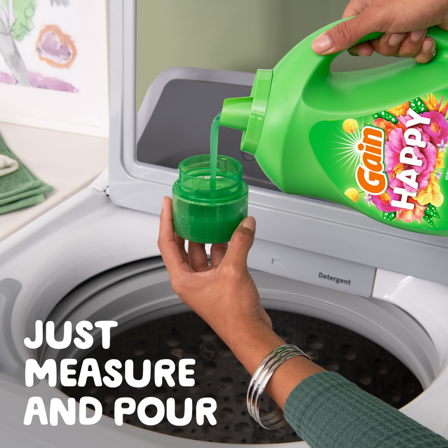 slide 3 of 5, Gain Happy Hibiscus Hula Laundry Detergent, 134 Load, 194 oz