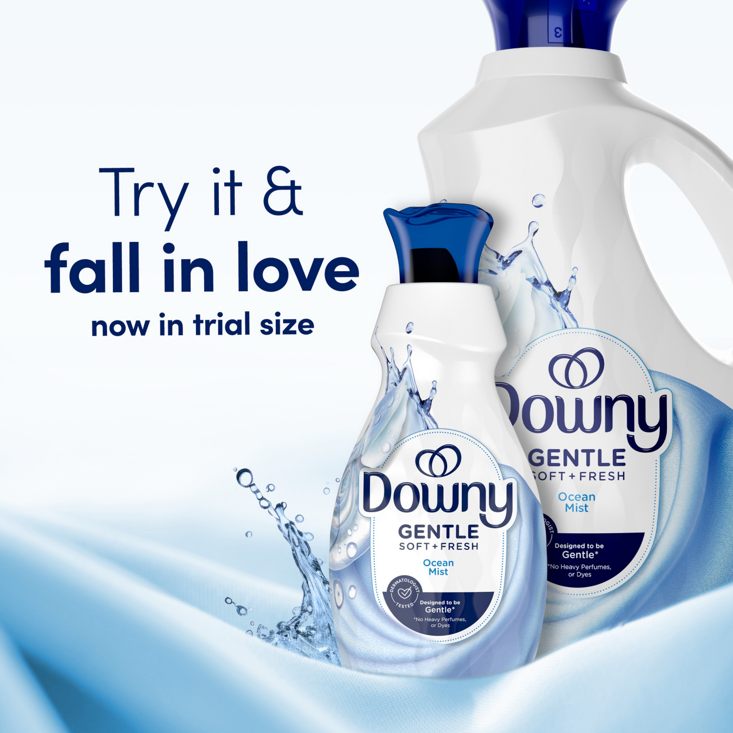 slide 5 of 8, Downy Gentle Soft + Fresh Fabric Softener Liquid, Ocean Mist Scent, 56 FL OZ, 83 loads, Liquid Fabric Softener Designed to be Gentle on Skin, 56 fl oz