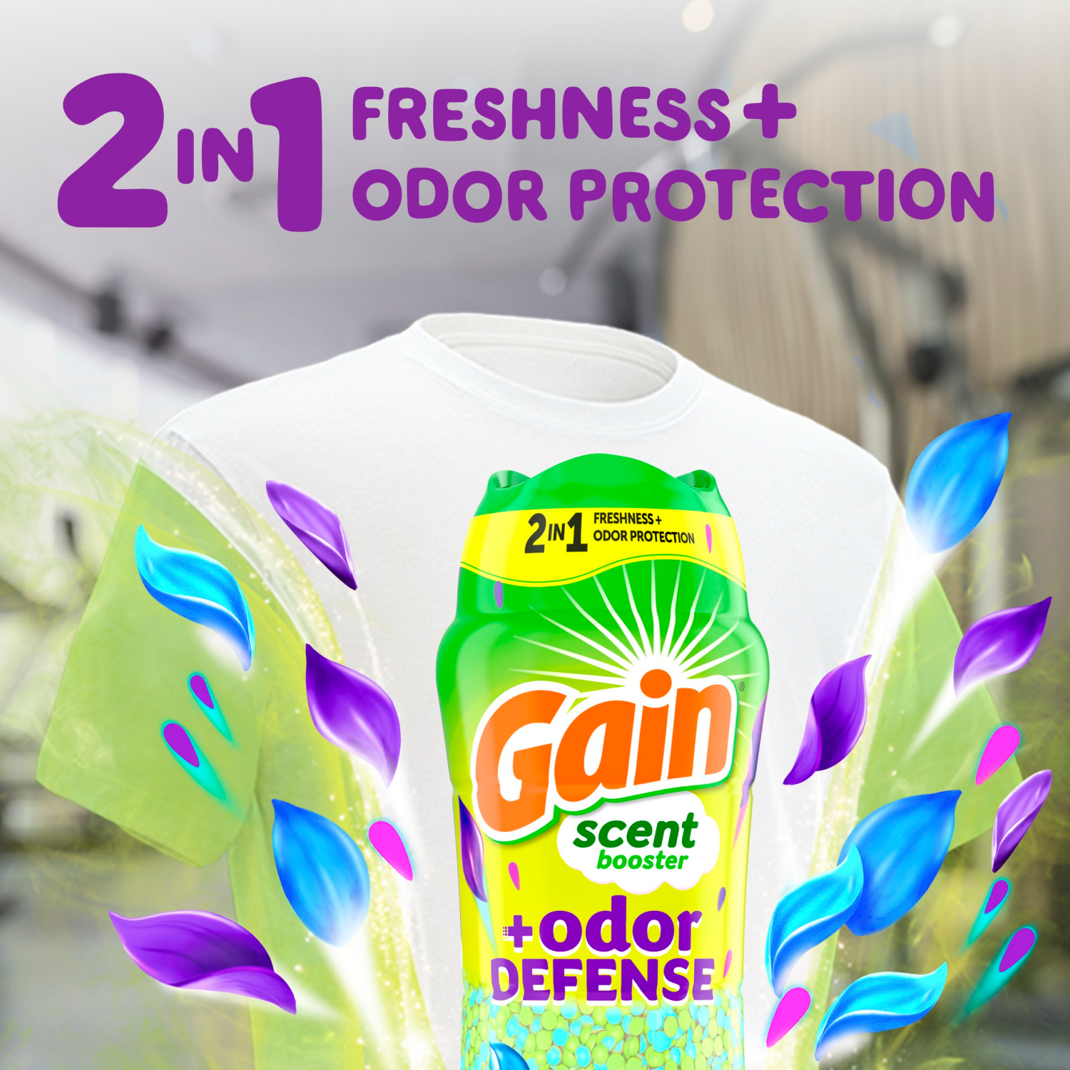 slide 8 of 8, Gain Odor Defense In-wash Scent Booster, Super Fresh Blast scent, 10.7 OZ, 2 in 1 Freshness plus Odor Protection, laundry scent beads, 10.7 oz