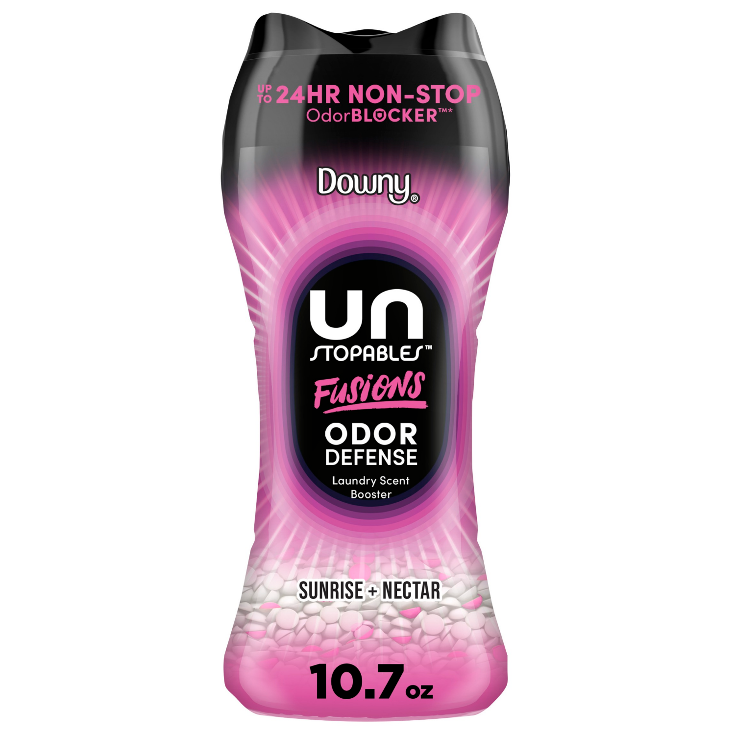 slide 1 of 8, Downy Unstopables Fusions Odor Defense In-Wash Laundry Scent Booster Beads, Sunrise + Nectar Scent, 10.7 OZ, 2-in-1 Laundry Beads for Odor Defense, 10.7 oz