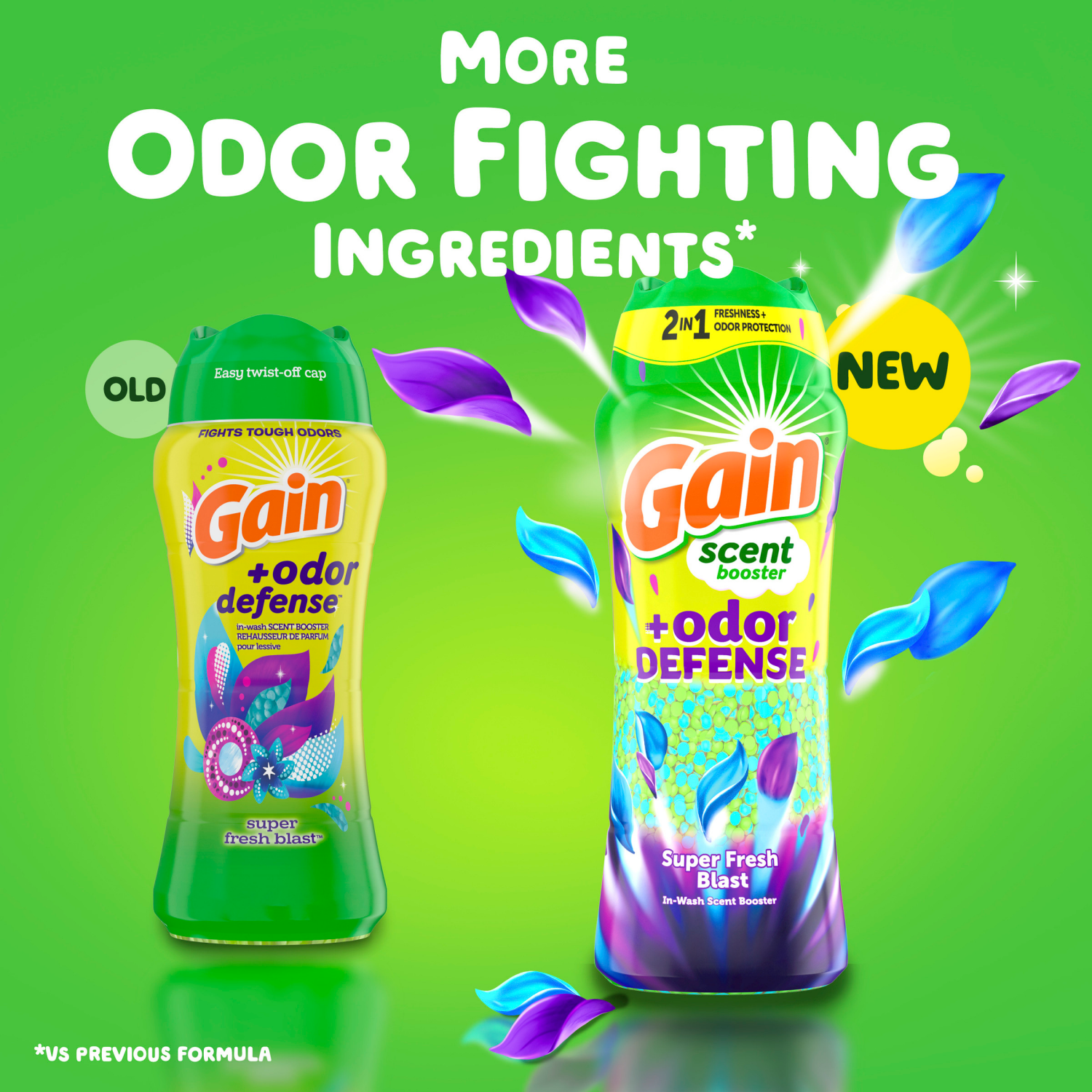slide 6 of 8, Gain Odor Defense In-wash Scent Booster, Super Fresh Blast scent, 16 OZ, 2 in 1 Freshness plus Odor Protection, laundry scent beads, 16 oz