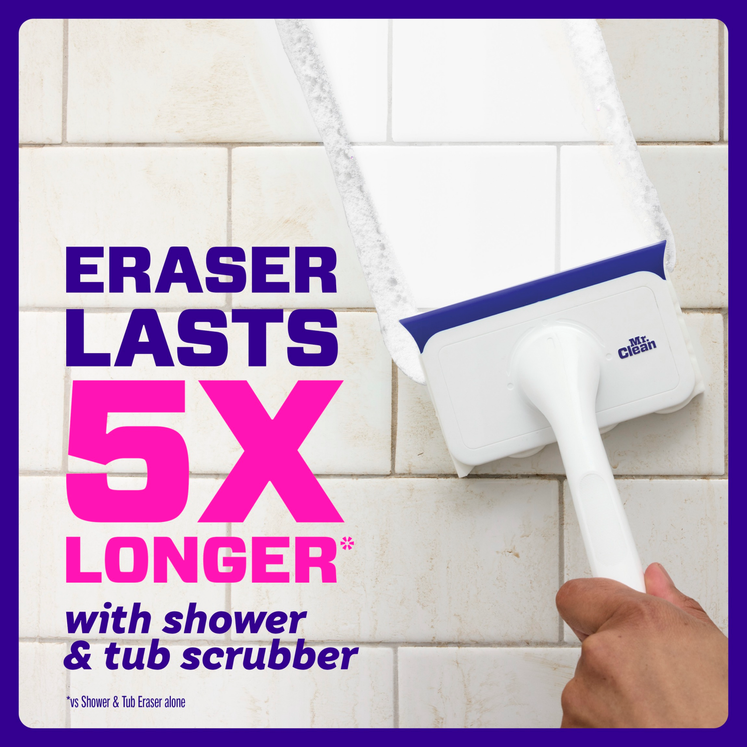 slide 2 of 8, Mr Clean Mr. Clean Magic Eraser Shower & Tub Scrubber, Lemon Starter Kit, 1 Scrubber & 2 Erasers, 1 ct