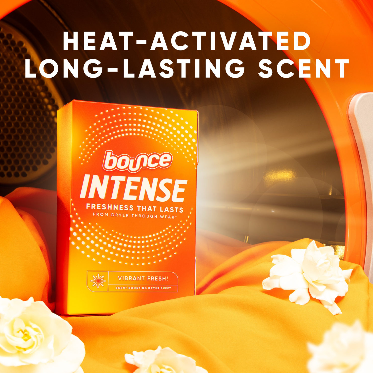 slide 5 of 8, Bounce Intense Dryer Sheets, Vibrant Fresh, 60 Count, Scent Boosting Dryer Sheet, 60 ct