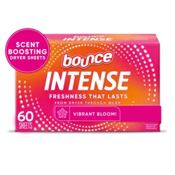 Bounce Intense Dryer Sheets, Vibrant Bloom, 60 Count, Scent Boosting Dryer Sheet