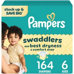 Pampers Swaddlers Diapers, Size S4 (15-34 Lbs), 164 Count, Absorbent, Keeps Baby Dry And Comfortable, Skin Safe Disposable Baby Diaper