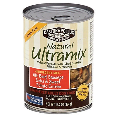 slide 1 of 1, Castor & Pollux Natural Ultramix All Beef Sausage Links & Sweet Potato Adult Dog Food, 13.2 oz