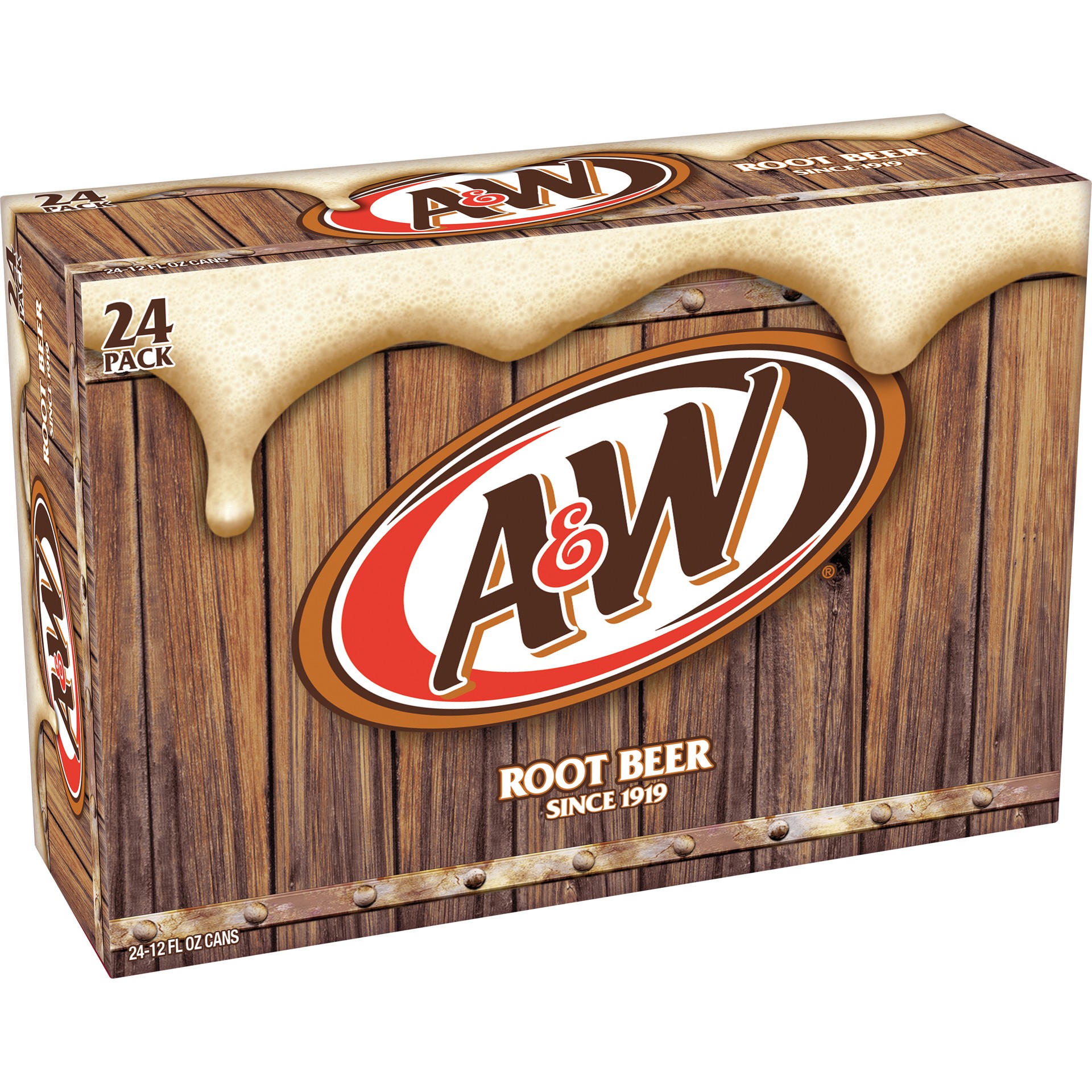 slide 3 of 5, A&W Root Beer Soda, 12 fl oz cans, 24 pack, 24 ct