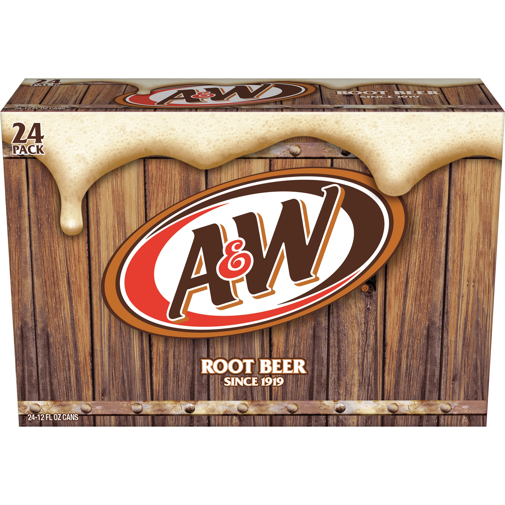 slide 4 of 5, A&W Root Beer Soda, 12 fl oz cans, 24 pack, 24 ct