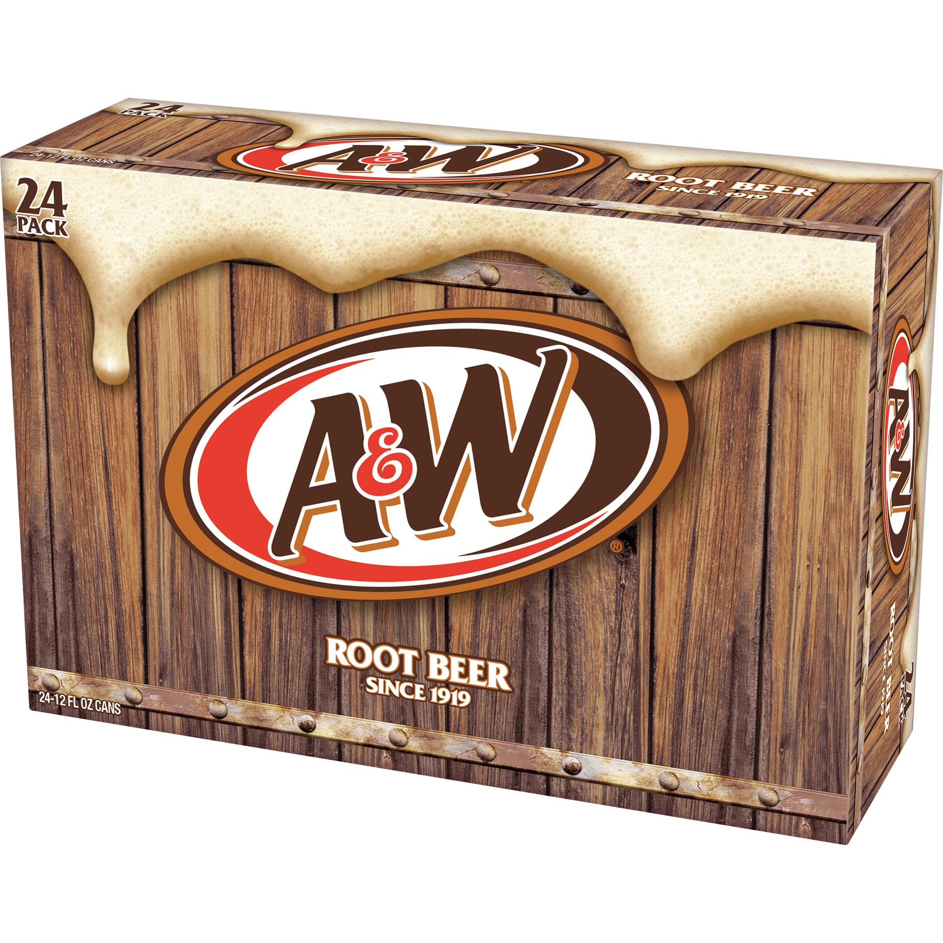 slide 5 of 5, A&W Root Beer Soda, 12 fl oz cans, 24 pack, 24 ct