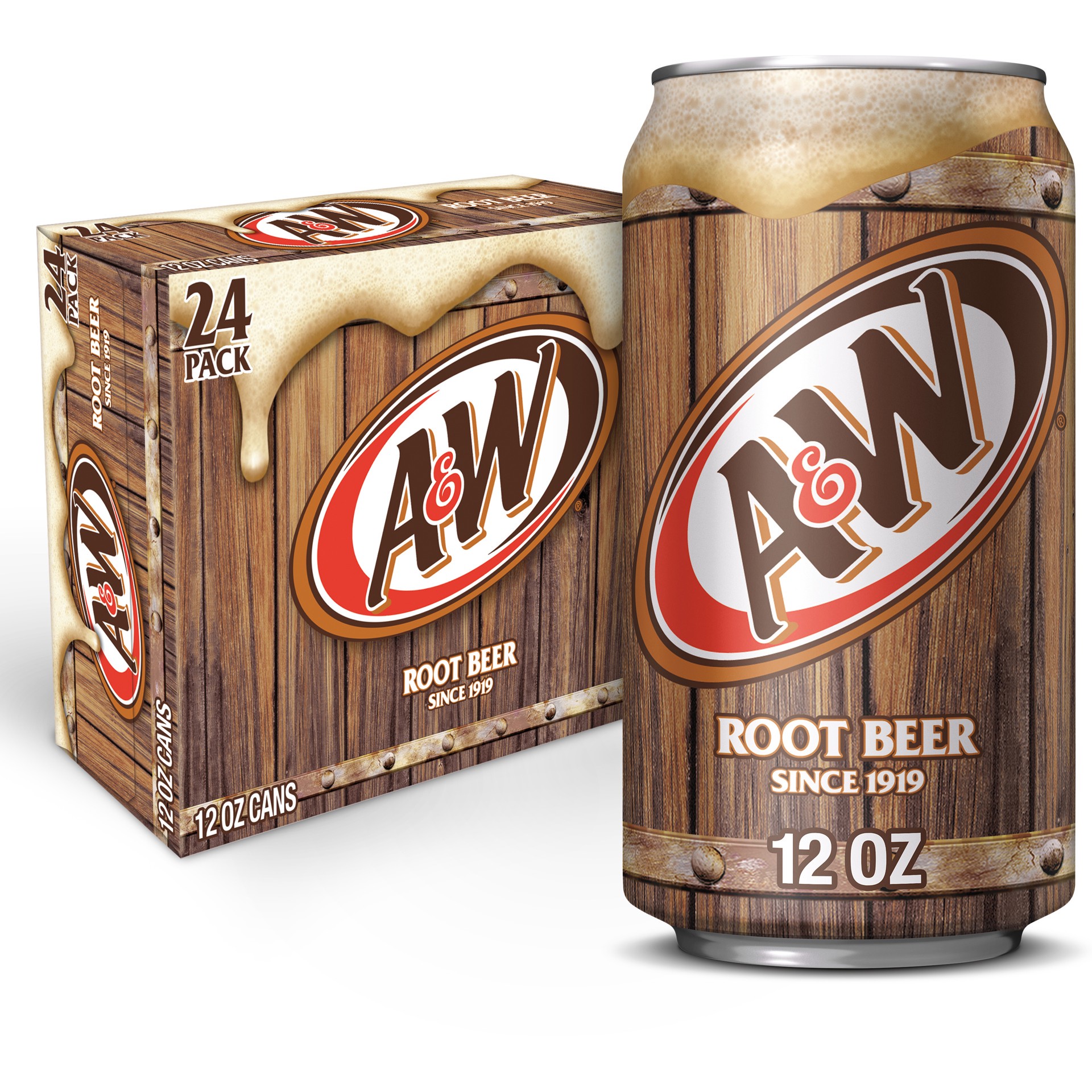 slide 1 of 5, A&W Root Beer Soda, 12 fl oz cans, 24 pack, 24 ct