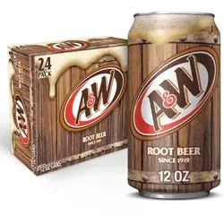 A&W Root Beer Soda, 12 fl oz cans, 24 pack