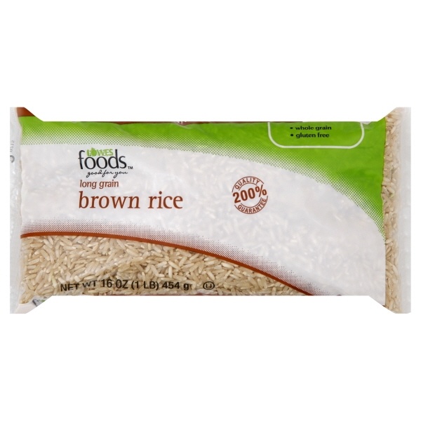 slide 1 of 1, Lowes Foods Rice Long Grain Brown 1lb, 16 oz