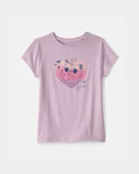 Carter's Girls Cat Heart Graphic Tee - Purple Lavender M