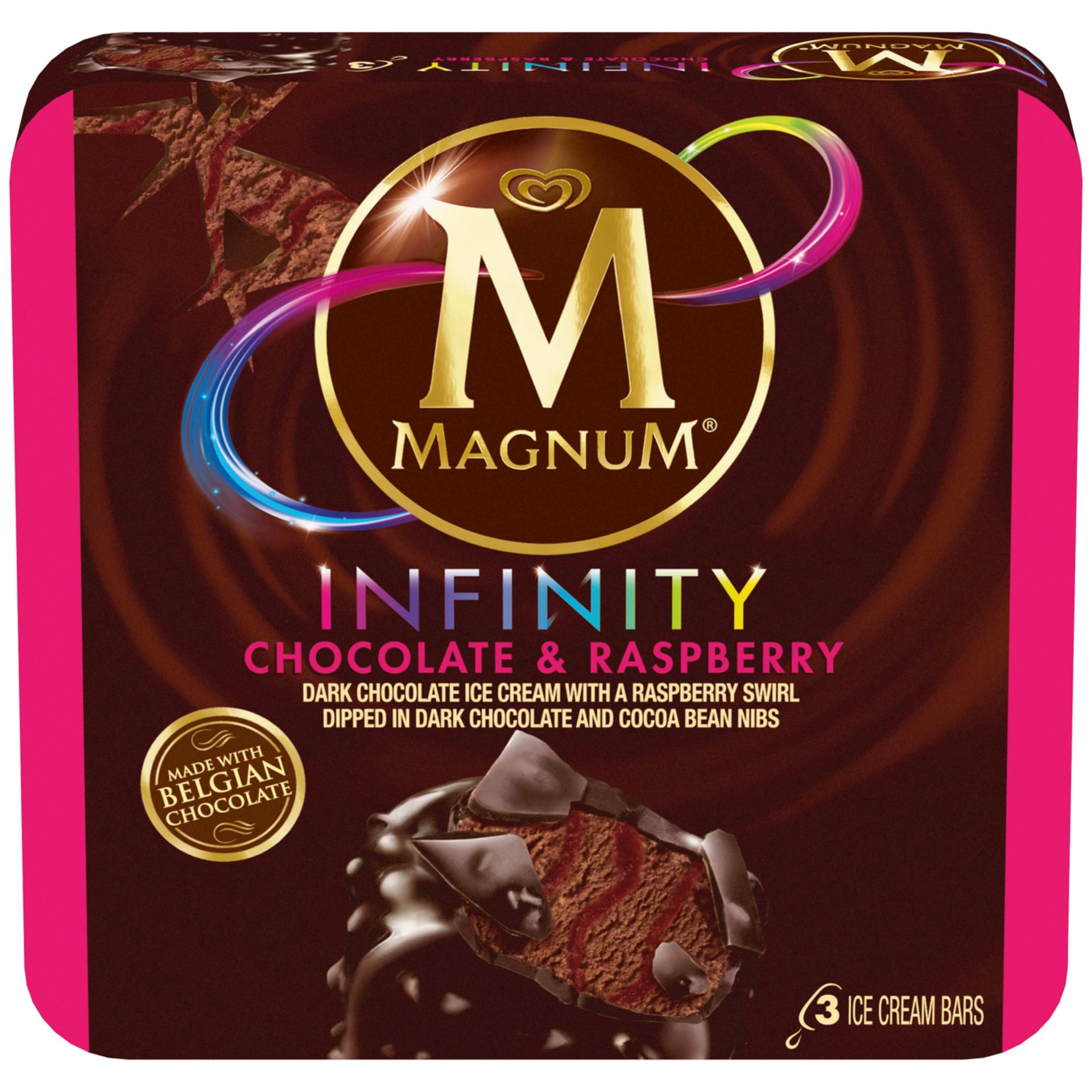 slide 1 of 4, Magnum Ice Cream Bars Infinity Chocolate and Raspberry, 3 ct, 3 ct