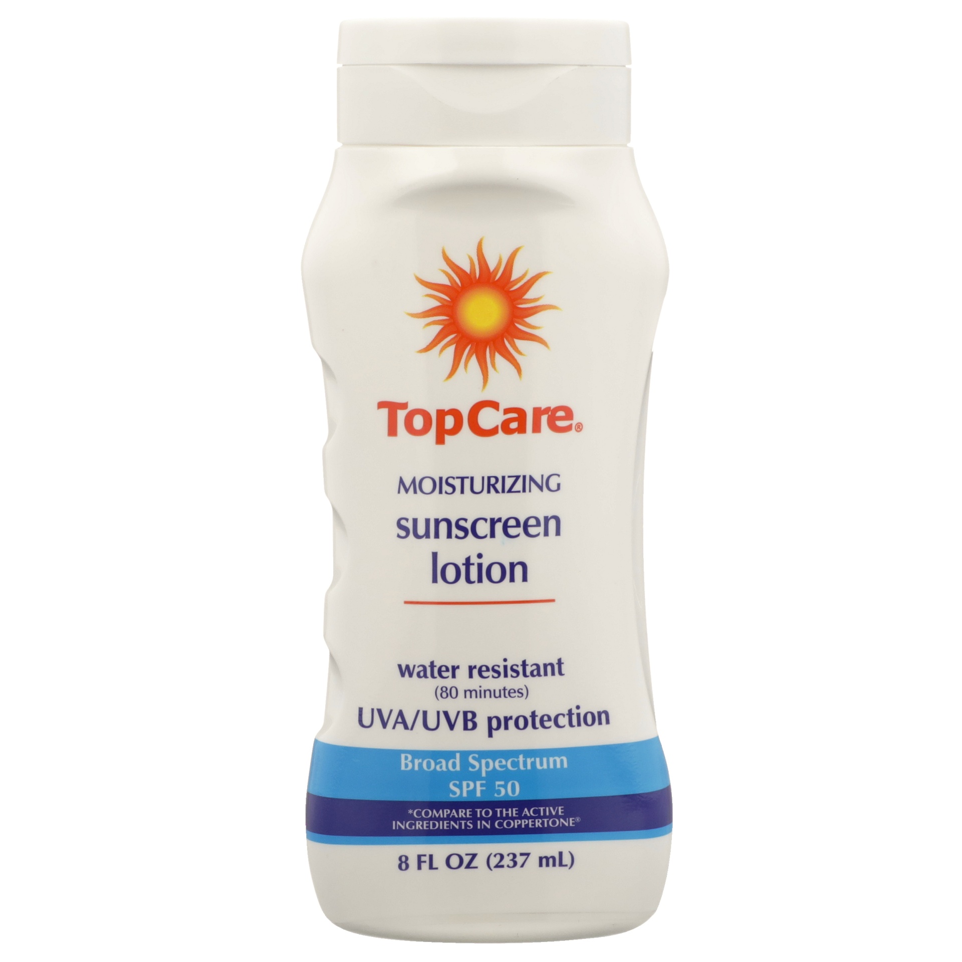 slide 1 of 6, TopCare Moisturizing Water Resistant Uva/uvb Protection Broad Spectrum Spf 50 Sunscreen Lotion, 8 fl oz