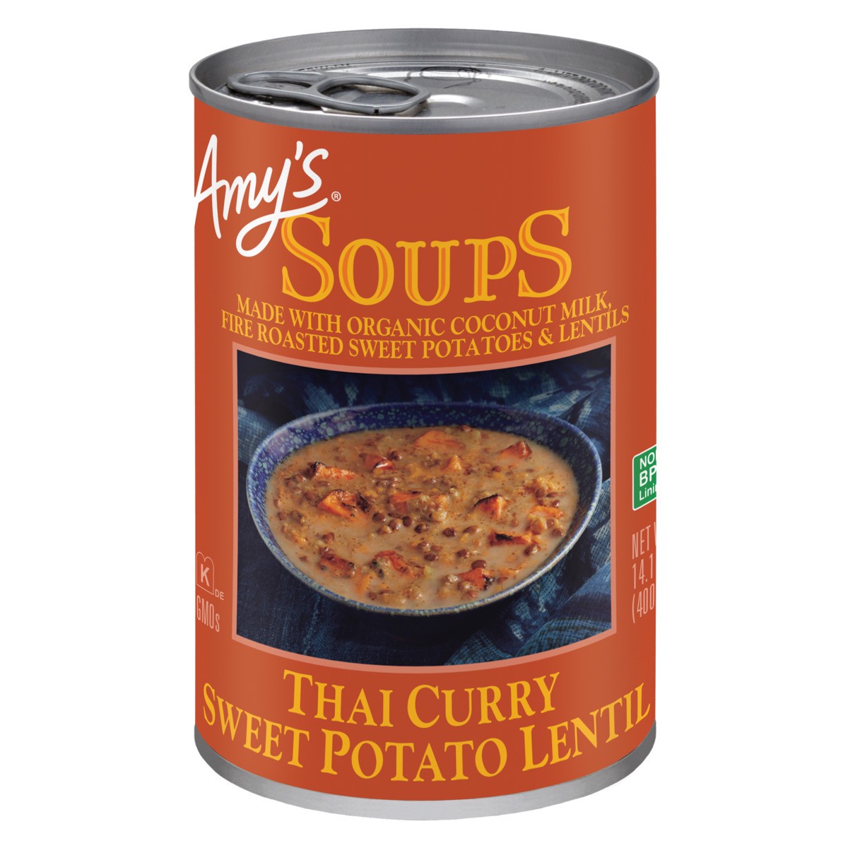 slide 1 of 7, Amy's Thai Curry Sweet Potato Lentil Soup, 14.1 oz