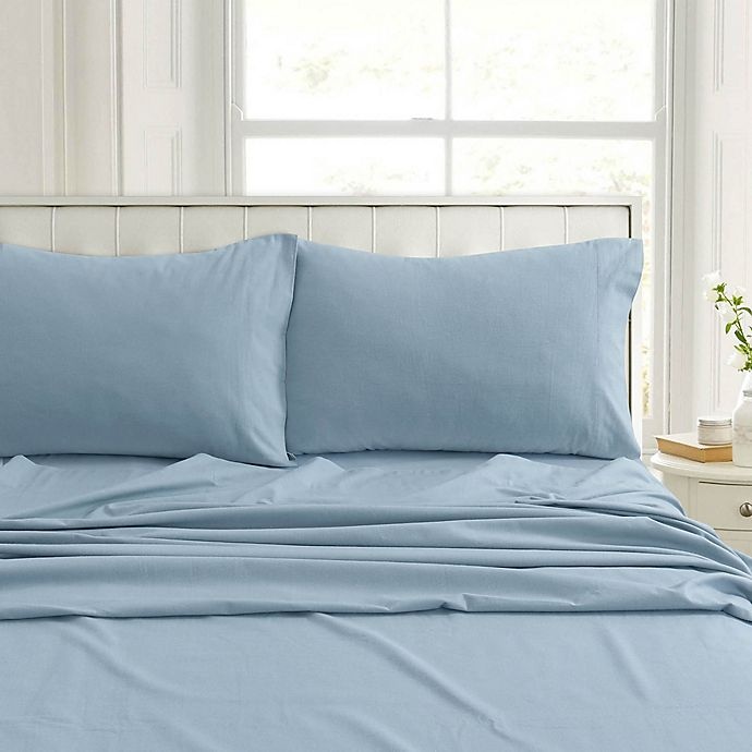 slide 1 of 1, Tribeca Living Flannel 200-Thread-Count Deep-Pocket Queen Sheet Set - Blue, 1 ct