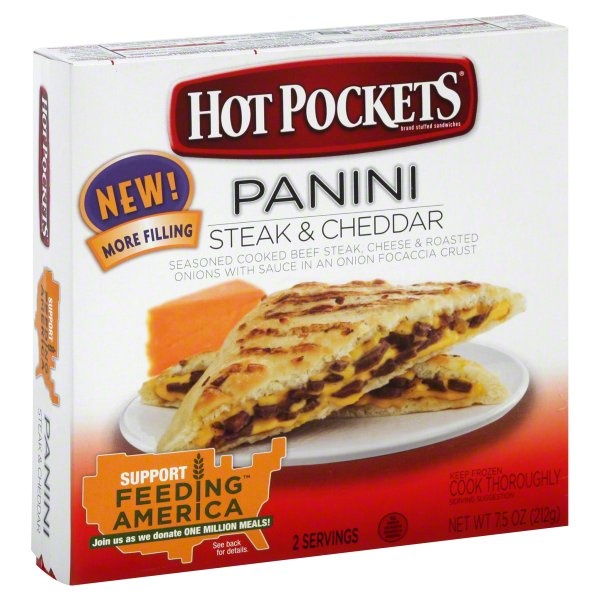 slide 1 of 1, Hot Pockets Steak Cheddar Panini, 7.5 oz