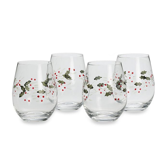 slide 1 of 1, Pfaltzgraff Winterberry Stemless Wine Glasses, 4 ct