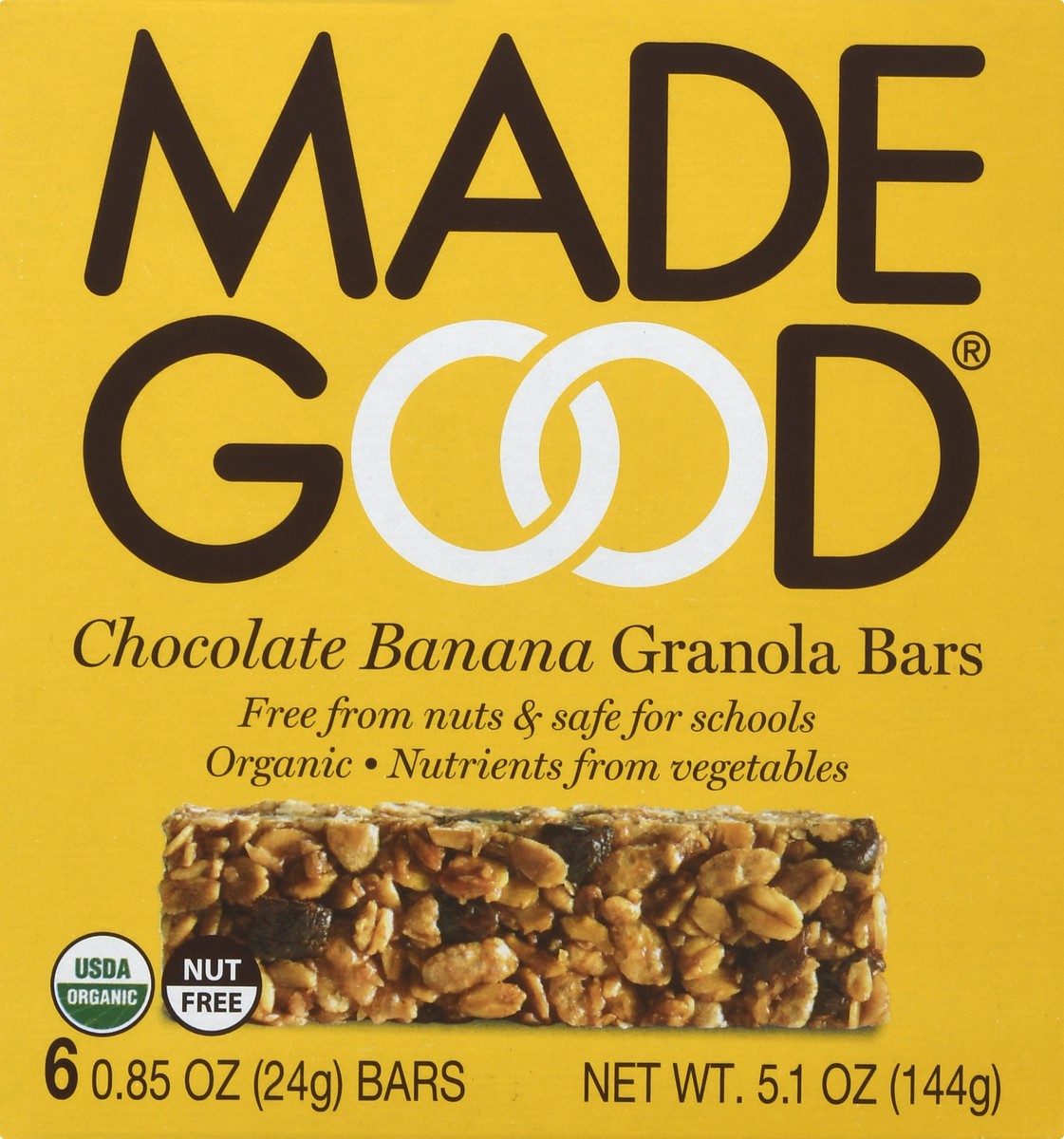 slide 1 of 9, MadeGood Chocolate Banana Granola Bars 6 ea, 6 ct