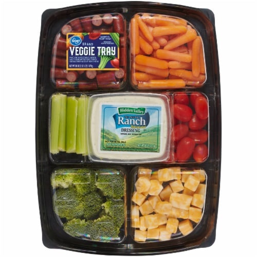 slide 1 of 1, Kroger Turkey Sausage Bites Cheese And Veggie Tray With Dip, 38 oz