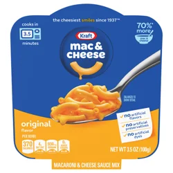 Kraft Mac and Cheese, 1 Big Bowl, for Easy Dinner or Dinner Sides, Original Flavor, No Artificial Flavors, Preservatives or Dyes, 3.5 oz