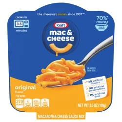 Kraft Mac and Cheese, 1 Big Bowl, for Easy Dinner or Dinner Sides, Original Flavor, No Artificial Flavors, Preservatives or Dyes, 3.5 oz