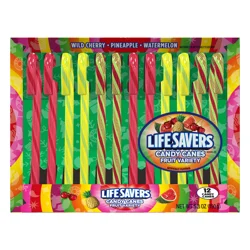 Life Savers Fruit Variety Wild Cherry/Pineapple/Watermelon Candy Canes 12 ea