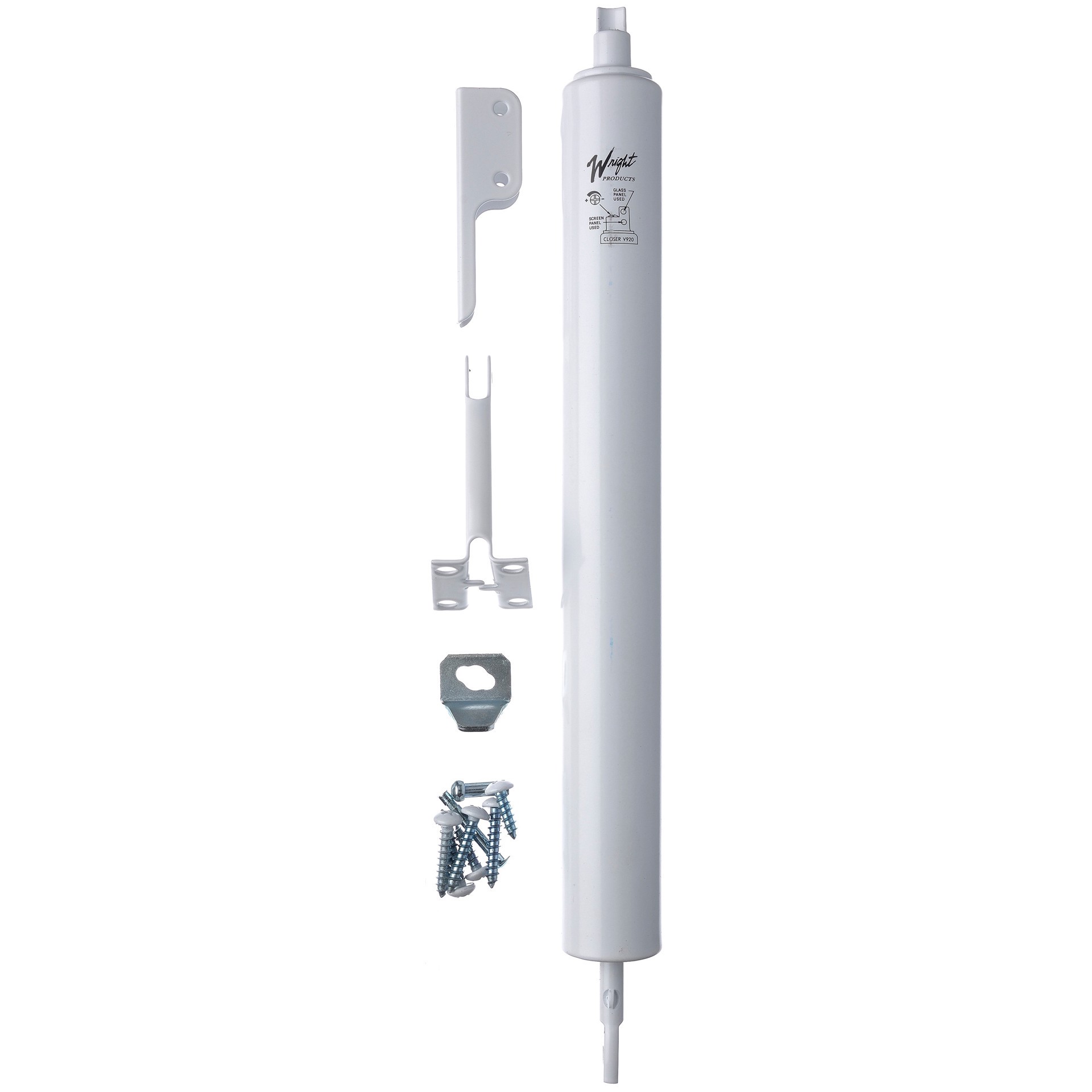 slide 3 of 6, WRIGHT PRODUCTS 10.5-in Light Duty Adjustable White Aluminum Hold Open Screen/Storm door pneumatic closer, 1 ct