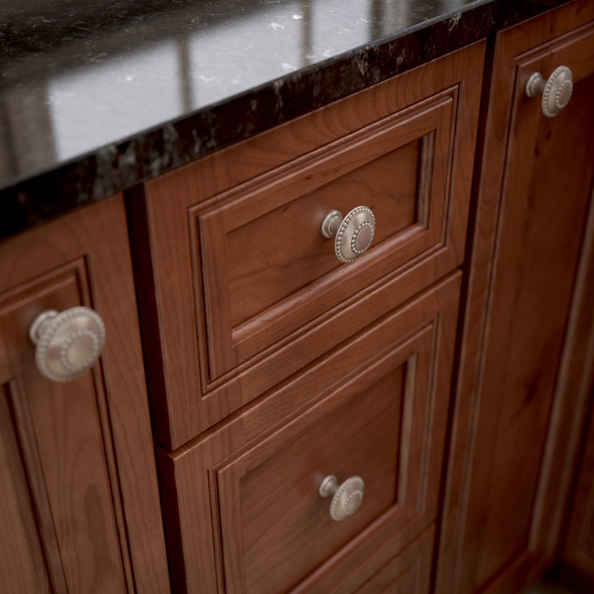 slide 2 of 6, allen + roth Francies 1-3/8-in Satin Nickel Round Traditional Cabinet Knob, 1 ct