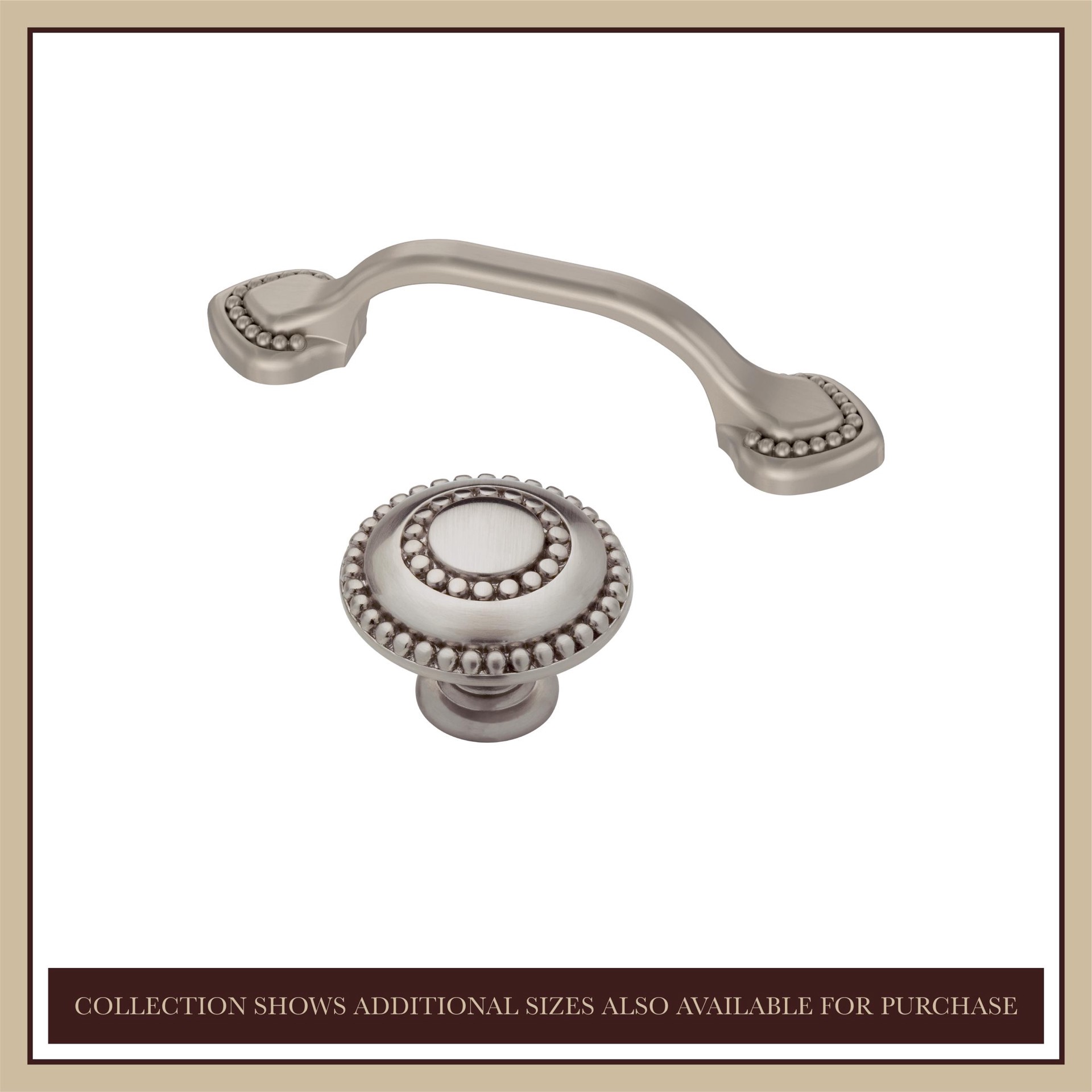 slide 3 of 6, allen + roth Francies 1-3/8-in Satin Nickel Round Traditional Cabinet Knob, 1 ct