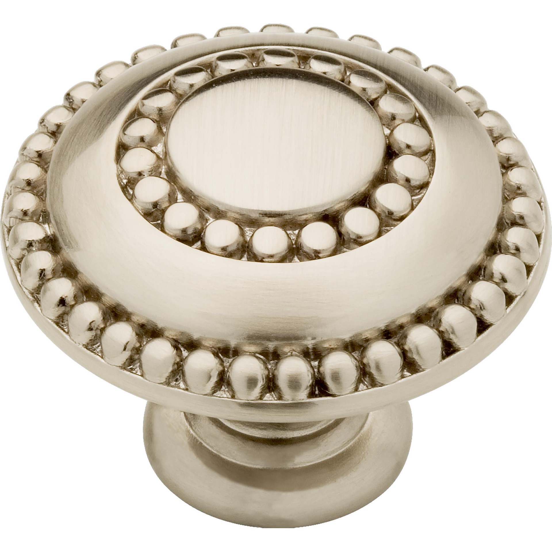 slide 1 of 6, allen + roth Francies 1-3/8-in Satin Nickel Round Traditional Cabinet Knob, 1 ct