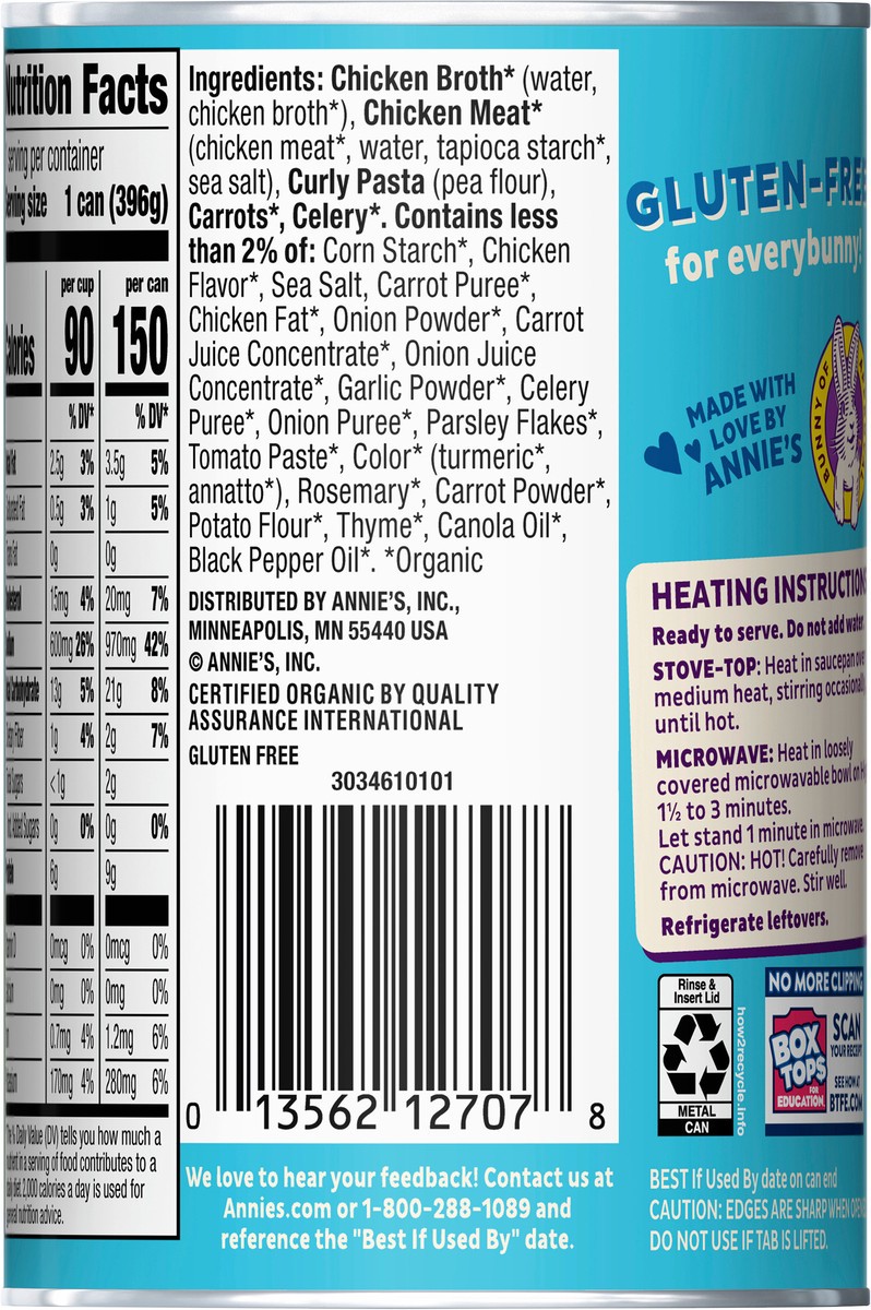 slide 5 of 9, Annie's Annie’s Gluten Free Chicken & Pasta Canned Soup, Ready To Serve, 14 oz., 14 oz